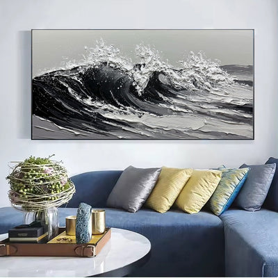 Cuadro Óleo Olas del Mar en Lienzo - Arte Texturizado Hecho a Mano para Sala de Estar - Image 5