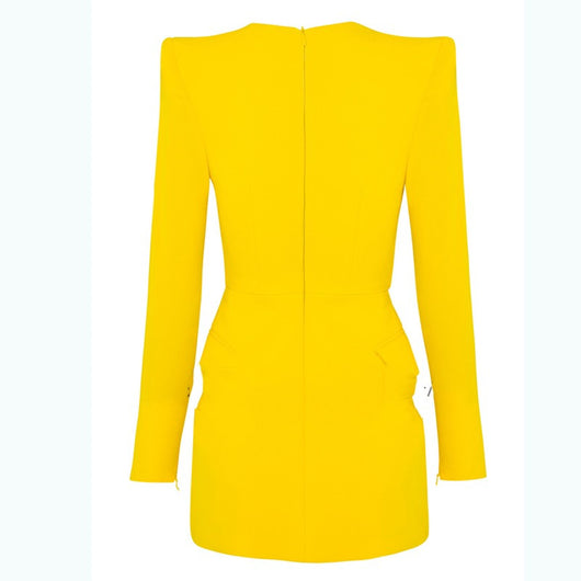 Vestido de Noche Amarillo Elegante - Image 5