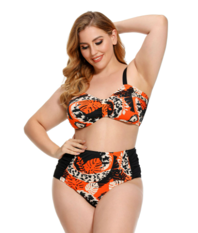 Traje de Baño Bikini Talla Grande con Estampado Floral y Diseño Fruncido - Image 4