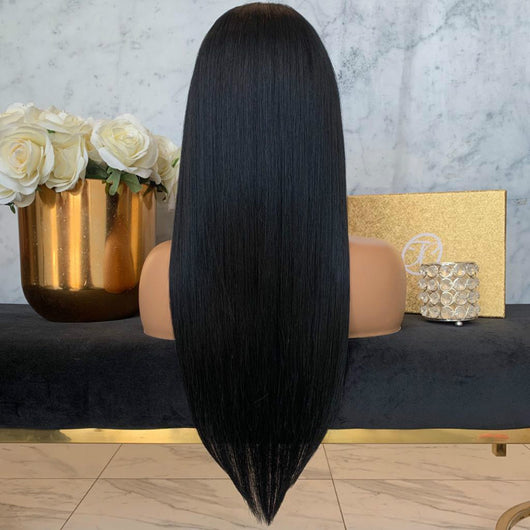 Peluca Larga Liso Flequillo Estilo Europeo Americano para Mujer - Image 4