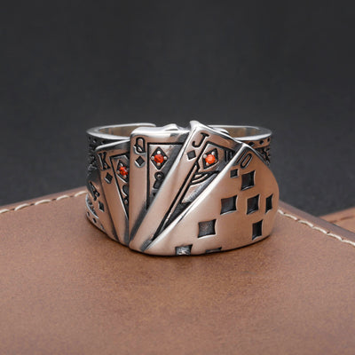 Anillo de Plata Esterlina Tonghuashun Poker Retro para Hombre - Image 8