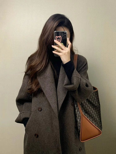 Abrigo de Lana Engrosado Estilo Coreano Largo hasta la Rodilla para Mujer - Image 12