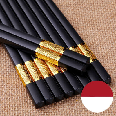 Set de 10 Pares de Palillos de Madera Maciza con Refuerzo de Aleación - Image 10