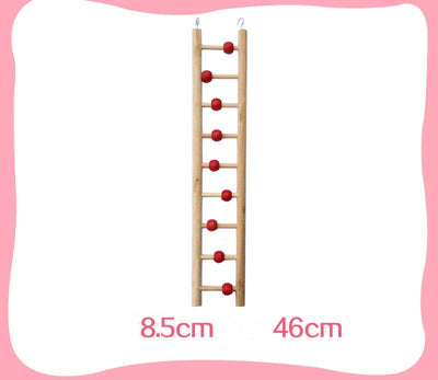 Colorful wooden aerial ladder with five rungs and vibrant beads, featuring metal hooks for birds or hamsters. - Image 9