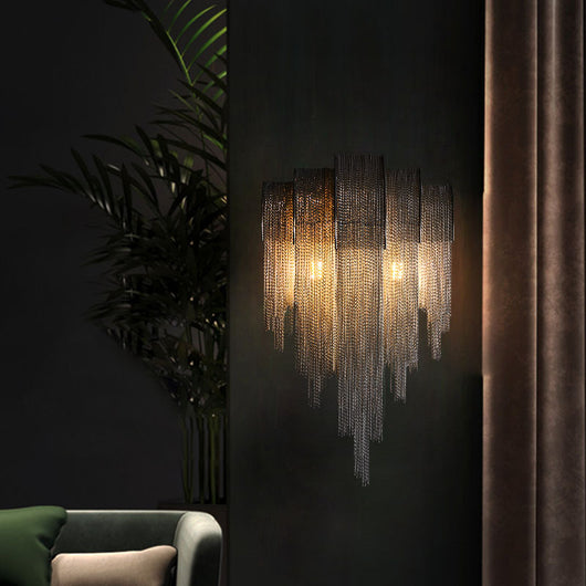 Lámpara de Pared Aluminio con Cadena Borla Estilo Italiano - Image 8