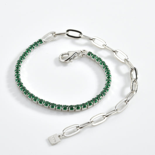 Pulsera de Plata Esterlina S925 con Piedra Verde y Detalles de Diamantes - Image 12