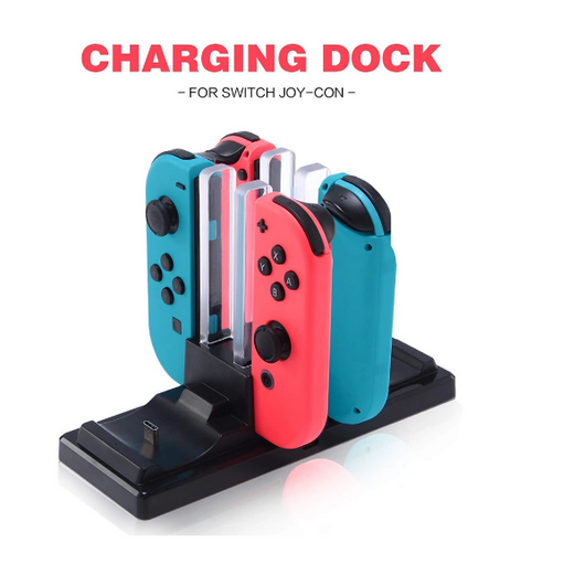 Black charging station for Nintendo Switch, capable of charging 4 Joy-Cons and 2 Pro controllers simultaneously. - Image 7