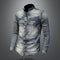 Camisa Denim Punk con Parches de Colores Retro para Hombre