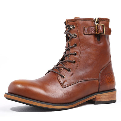 Botas Martin de Cuero Retro Británico con Punta Redonda para Hombre - Image 2