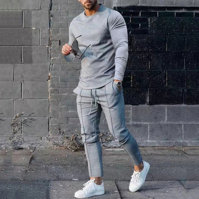 Conjunto Casual Hombre: Playera Manga Larga y Pantalón Liso