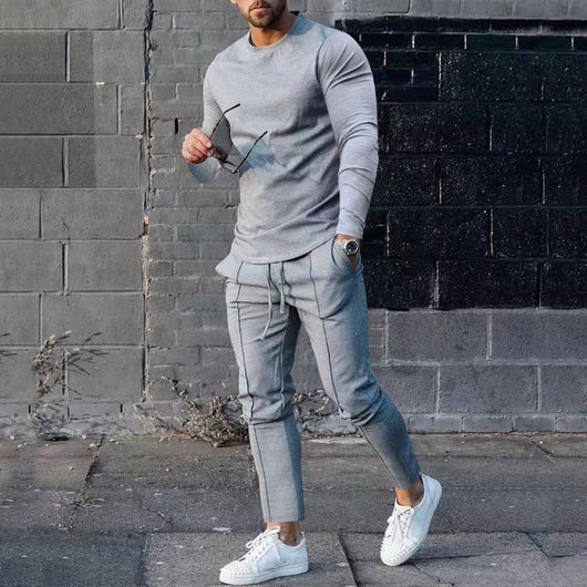 Conjunto Casual Hombre: Playera Manga Larga y Pantalón Liso
