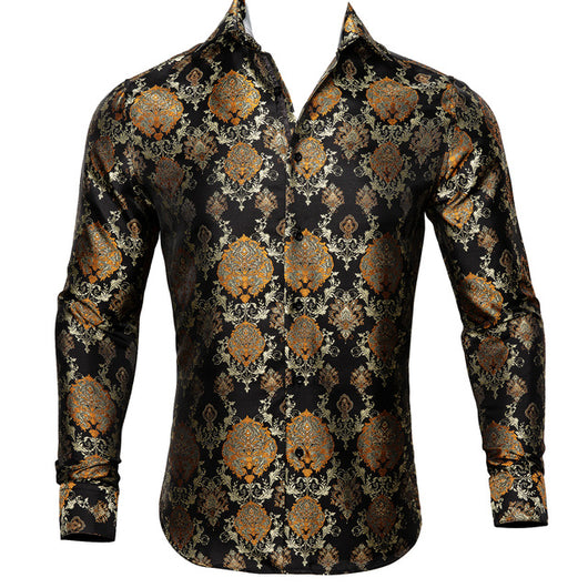 Camisa de Seda Estampado Paisley Azul Verdoso - Diseño Floral Sofisticado para Hombre - Image 20