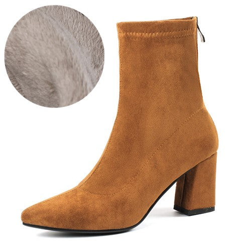 Botas Martin de Tacón Alto para Mujer - Caña Media Puntiaguda con Tacón Grueso - Image 5