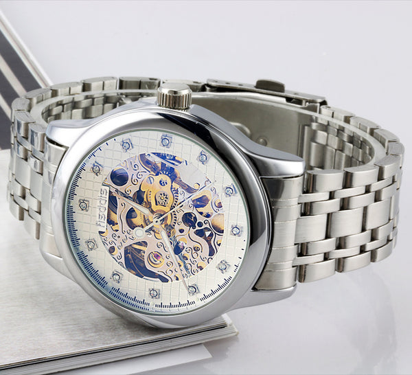 Reloj Mecánico Automático Luminoso de Acero Inoxidable con Diseño Hueco
