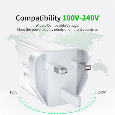 Cargador Rápido USB de 30W con 3 Puertos - Carga Simultánea - Image 3