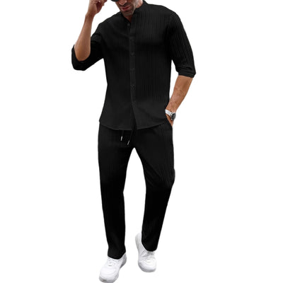 Conjunto de Camisa y Pantalón Liso Primavera Verano para Hombre - Image 5