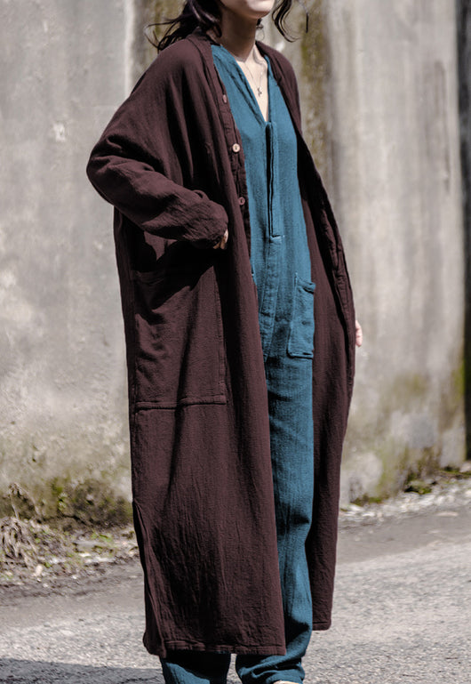 Cardigan Suelto de Lino y Algodón para Otoño e Invierno - Estilo Artístico Versátil