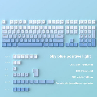 Keycaps Mecánicos PBT Degradado Azul Cielo con Grabado Luminoso