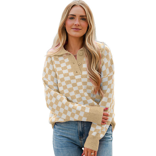 Blusa Cuadros Escoceses con Tres Botones - Camisa Suelta y Versátil para Mujer - Image 7