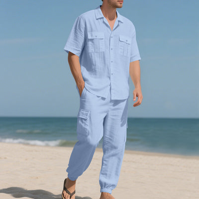Conjunto de Trabajo Casual: Camisa Manga Corta y Pantalón - Image 8