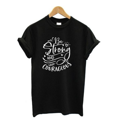 Camiseta Mujer Sé Fuerte y Valiente - Estilo Urbano Manga Corta - Image 6