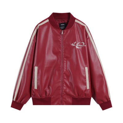Abrigo de Cuero PU con Cuello Mao y Bordados en Contraste para Hombre - Image 12