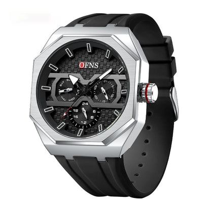 Reloj de Cuarzo Impermeable con Escala de Rayas y Seis Agujas - Diseño Moderno - Image 3