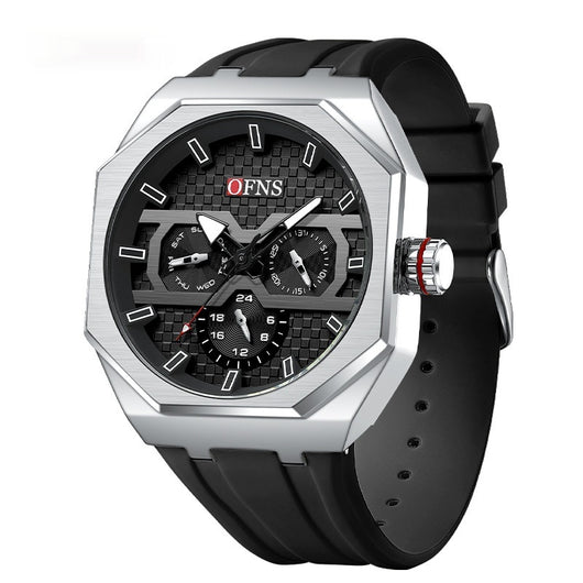 Reloj de Cuarzo Impermeable con Escala de Rayas y Seis Agujas - Diseño Moderno - Image 3
