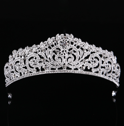 Corona Tiara Nupcial de Cristal Barroco Lujo con Acabado Oro Claro - Image 13