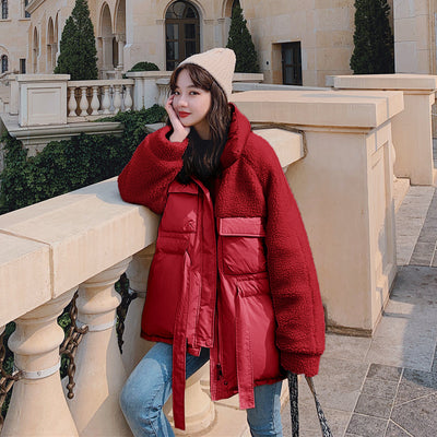 Abrigo de Piel de Cordero Otoño Invierno Estilo Coreano Suelto y Corto para Mujer - Image 6