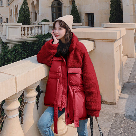 Abrigo de Piel de Cordero Otoño Invierno Estilo Coreano Suelto y Corto para Mujer - Image 6