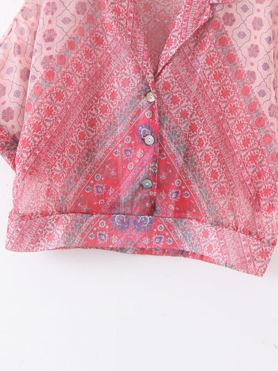 Camisa Suelta de Manga Corta con Solapa - Image 9