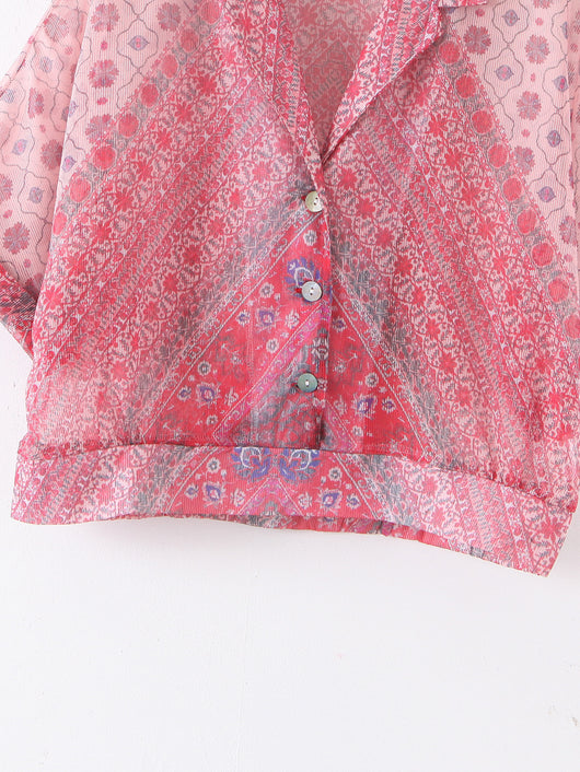 Camisa Suelta de Manga Corta con Solapa - Image 9