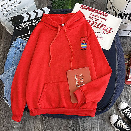 Sudadera de Pareja con Bolsillos Falsos y Patrón de Muñecas - Colores Pastel Personalizables - Image 9