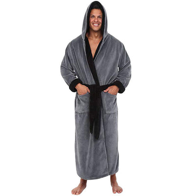 Bata de Baño Hombre Franela con Capucha Acolchada Invierno - Image 4