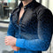 Camisa Manga Larga Estampado 3D Diseño Irregular Ajuste Slim Hombre Moda Urbana