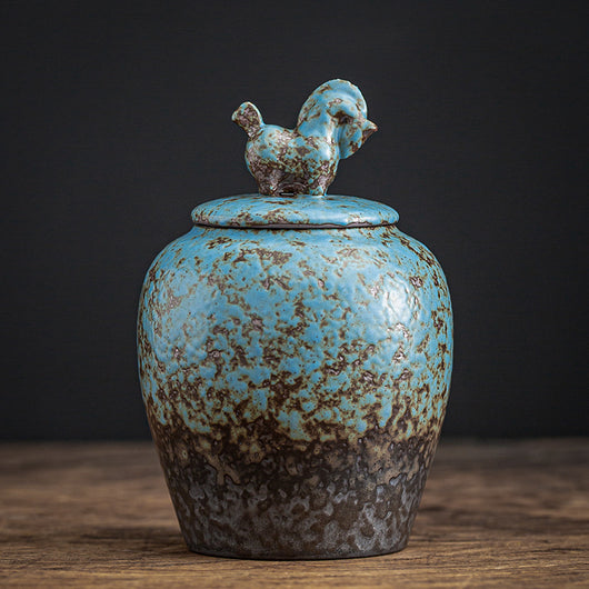 Recipiente de Té Cerámica Azul con Horno Decorativo - Image 5