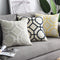 Funda de Almohada Decorativa de Algodón y Lino con Bordado Geométrico