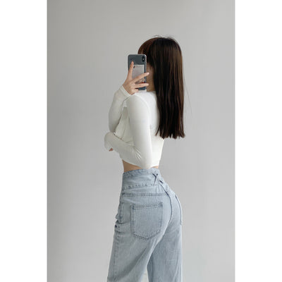 Jeans Retro Talle Alto con Botones - Corte Recto y Suelto - Image 4