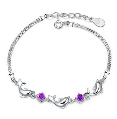 Pulsera de Plata 925 con Delfín de Cristal para Mujer - Joya Elegante