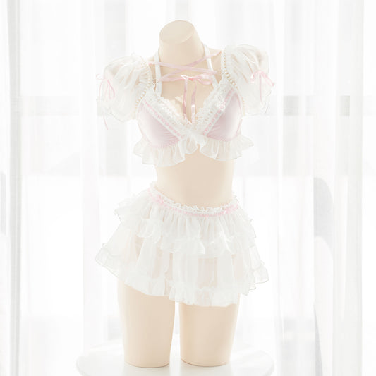 Conjunto de Lencería Pearl Sweetheart con Falda