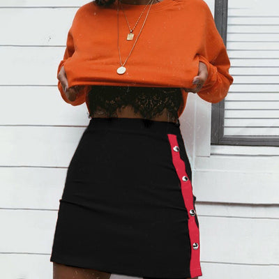 Falda con Botones de Contraste y Hebilla de Cuatro Botones - Image 13