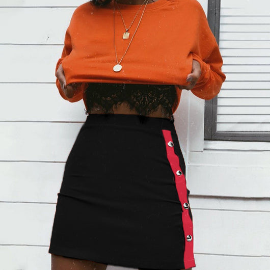 Falda con Botones de Contraste y Hebilla de Cuatro Botones - Image 13