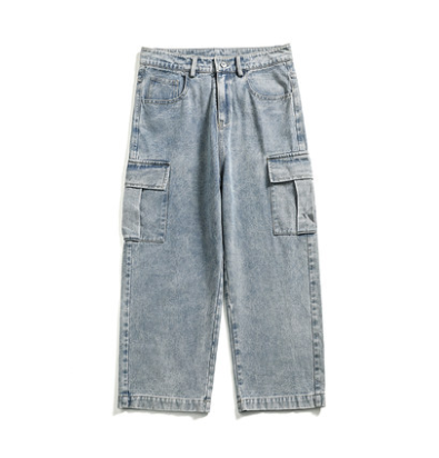 Jeans Rectos Holgados de Nueve Puntos para Hombre