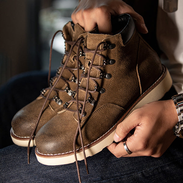 Botas de Montaña Retro Caña Alta en Cuero para Hombre