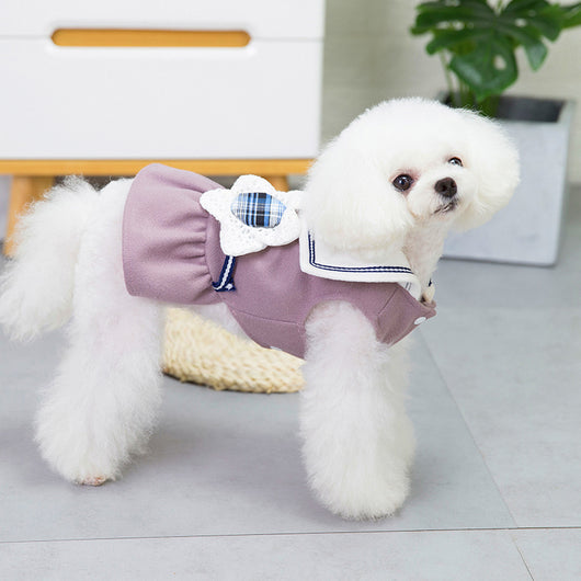 Falda para Perro con Solapa y Flores Grandes en Colores Sólidos