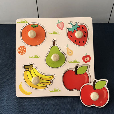 Tablero Puzzle Montessori de Madera con Bloques de Construcción para Niños - Image 3