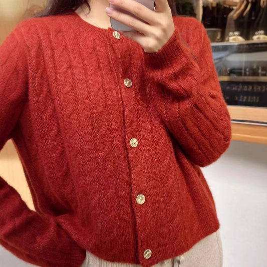 Suéter Cuello Redondo Rojo Grueso y Cálido