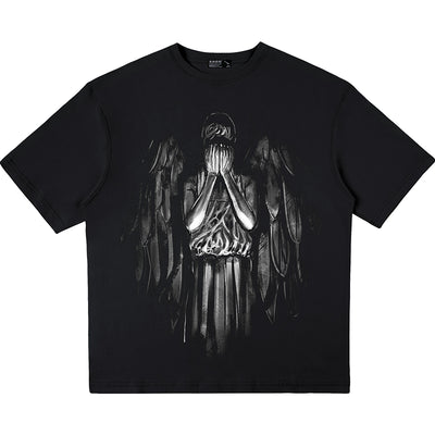 Camiseta Suelta con Estampado de Ángel - Algodón 100% Cuello Redondo - Image 11