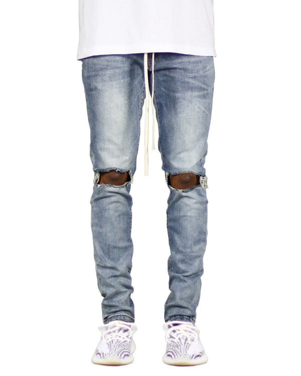 Jeans Rotos Ajustables con Cierre para Hombre - Diseño Moderno